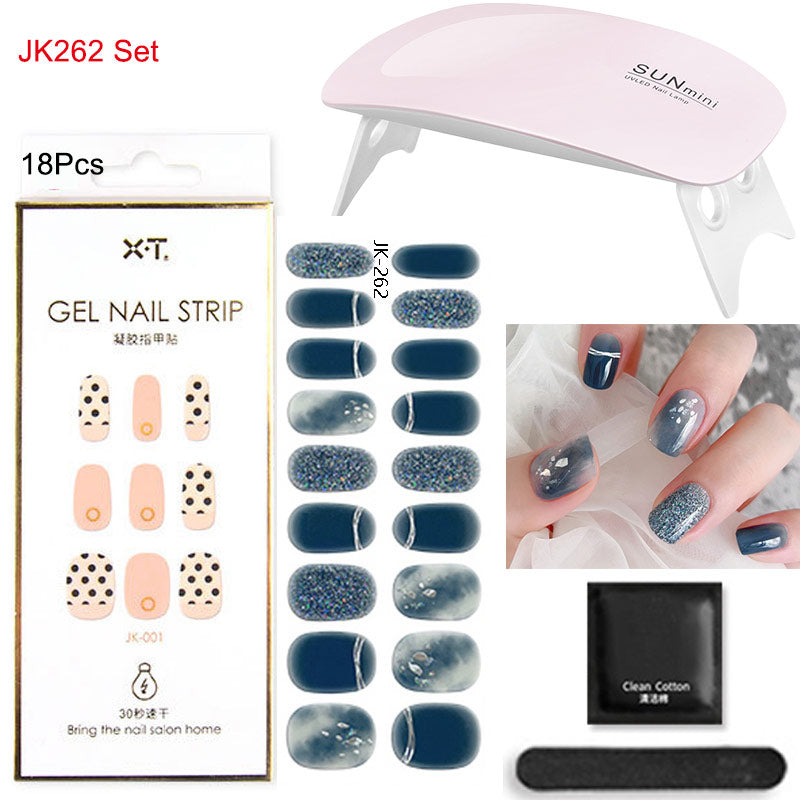 Gel Nail Wraps with UV Lamp Set