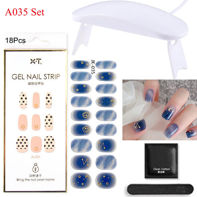 Gel Nail Wraps with UV Lamp Set