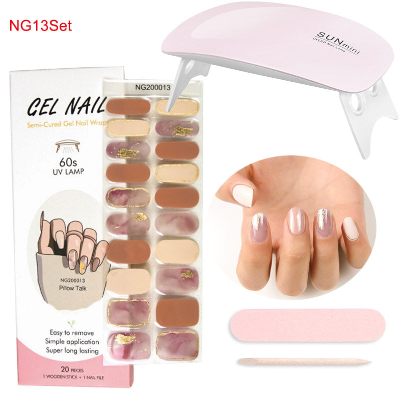 Gel Nail Wraps with UV Lamp Set