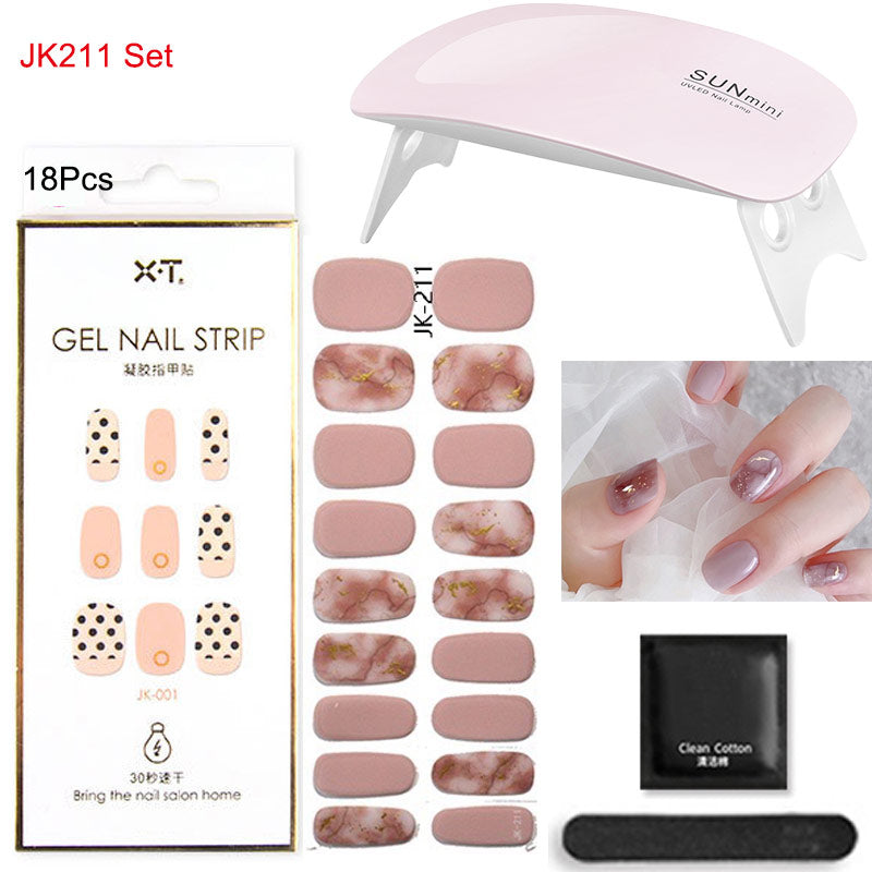 Gel Nail Wraps with UV Lamp Set