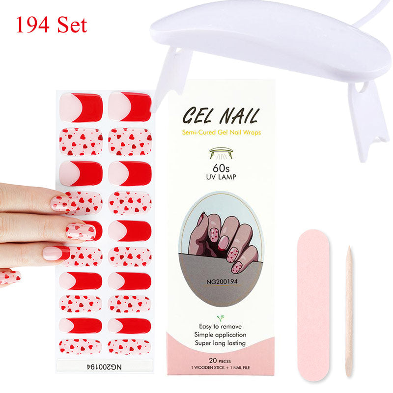 Gel Nail Wraps with UV Lamp Set